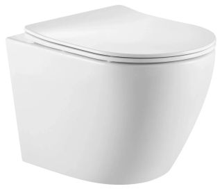 Комплект SantiLine SL-5025+SL-01 безободковый белый унитаз с сиденьем микролифт и инсталляция с клавишей смыва хром